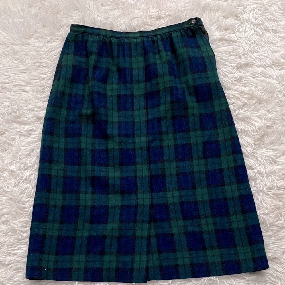 Pendleton vintage Green and Blue Plaid Pencil Skirt